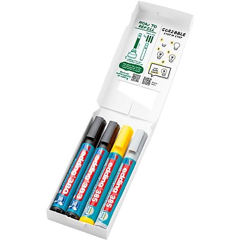 Drei Personen im Büro, die an einem Tisch sitzen und einem Flipchart mit einer 5-Finger-Feedback-Grafik folgen.