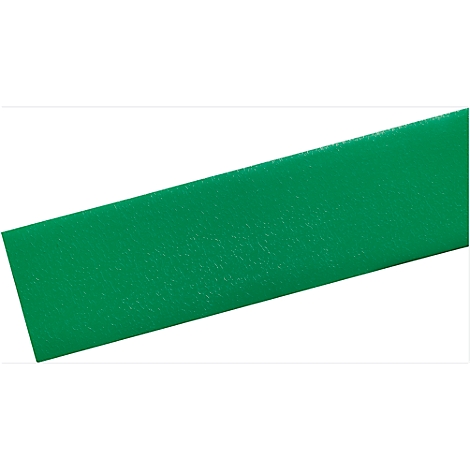 Green ribbon with a slightly textured surface. Oblique perspective, against a white background.