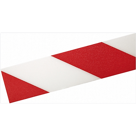 Strip of red and white material, arranged diagonally.