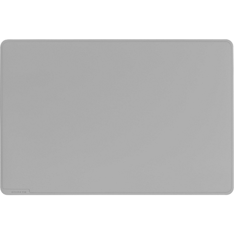 Rectangular, gray mousepad surface. Rounded corners.