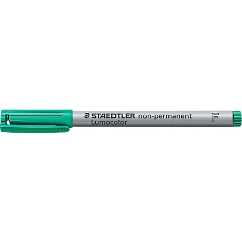 Green felt-tip pen, STAEDTLER Lumocolor non-permanent.
