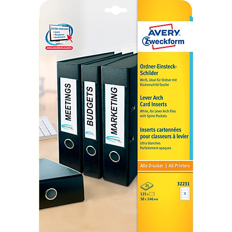 Black file folders with labels "Meetings", "Budgets", "Marketing". Next to it, product packaging with information.