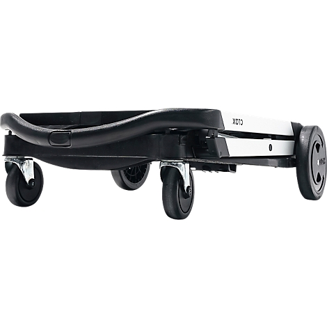 Black transport trolley, partly folded, with four wheels. Inscription: XOTO.