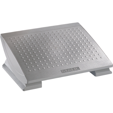 Gray footrest with a studded pattern. The footrest is angled, with the inscription "MAUL".