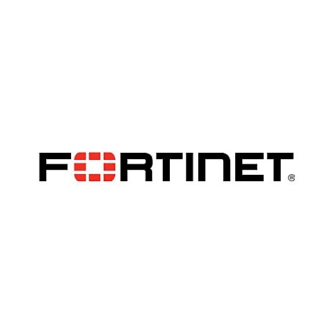 Logo Fortinet : texte noir avec un symbole carré rouge.