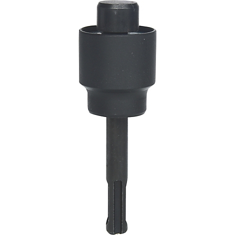 Outil noir avec tête cylindrique, partie centrale cylindrique large et tige étroite et rectangulaire.