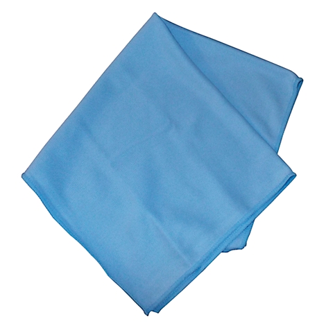 Light blue microfiber cloth, folded. The corners are slightly rounded.