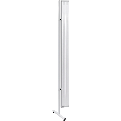 Wit, vrijstaand whiteboard met een wit frame, verticaal met voet en beugel.