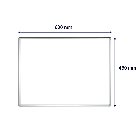 Rectangular white frame measuring 600 x 450 mm, framed by a thin silver line, on a white background.