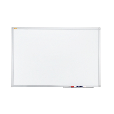 White whiteboard with a silver frame, red pen. The whiteboard has the word "FRANKEN".