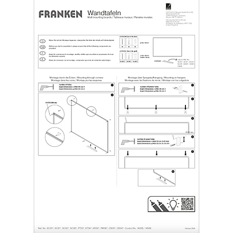 Assembly instructions for a whiteboard with diagrams and text. The word "FRANKEN" is visible in the top left.