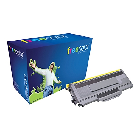 Toner-Kartusche und Verpackung von Freecolor vor weiÃŸem Hintergrund.