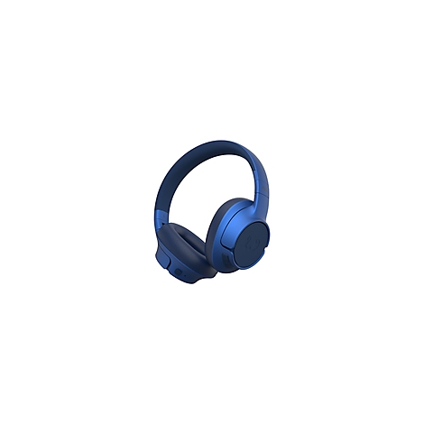 Casque bleu présenté sur fond blanc.