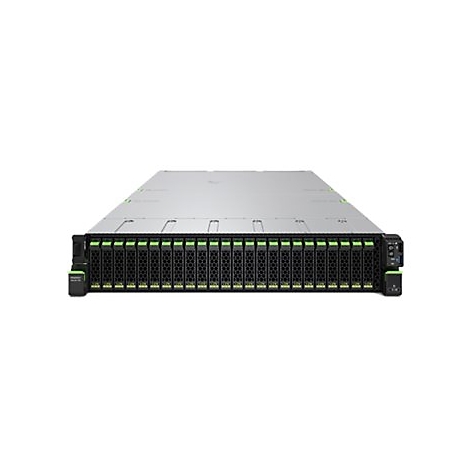 Rack-Servergehäuse in Silber mit einer Front aus schwarzem Gitter und grünen Akzenten.