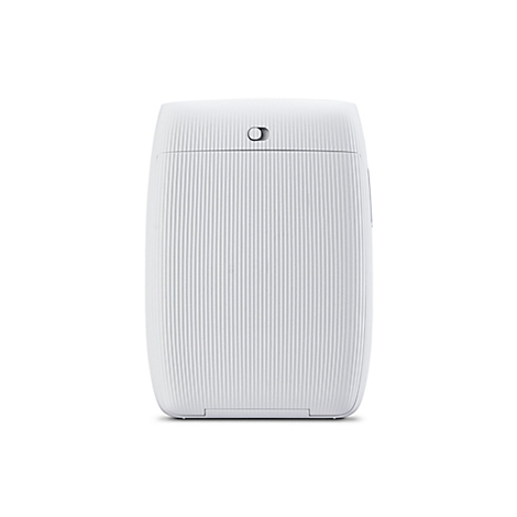 Weißes, längliches Gerät mit vertikalen Rillen. Oben befindet sich ein Schalter.