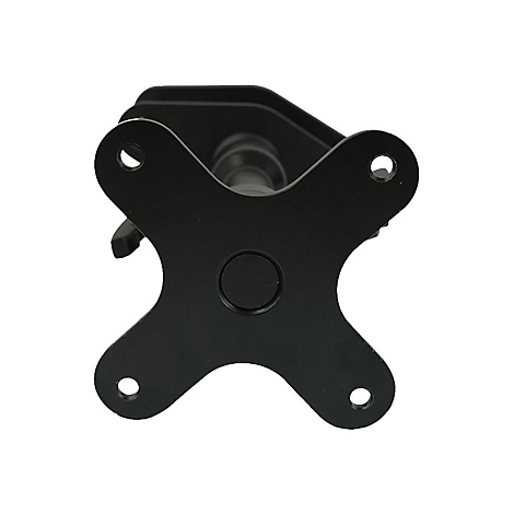 Support noir avec quatre trous, un trou central et une goupille. Sur fond blanc.