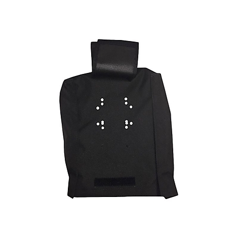 Schwarze Zielscheibe mit weißen Punkten; Kragen oben.