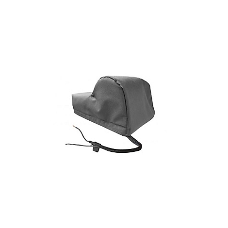 Graue Schutzhülle für elektronisches Gerät mit Kabel. Eckige Form, auf hellem Hintergrund.