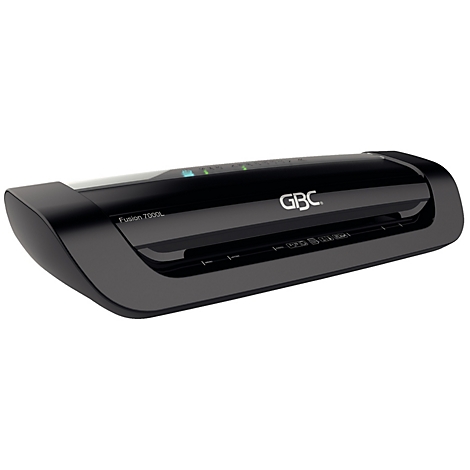 Laminateur GBC noir. Visible : nom de la marque, nom du modèle et voyants d'état.