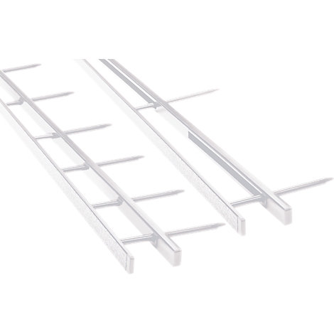 Deux structures métalliques en forme d'échelle, chacune avec plusieurs longues épingles dépassant des barreaux, à un léger angle.