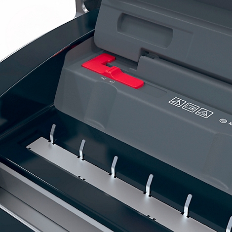 Detail van een printer, rood gemarkeerd mechanisme.