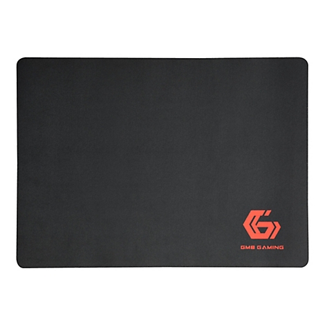 Schwarzes rechteckiges Mauspad mit GMB GAMING Logo in Orange in der unteren rechten Ecke.
