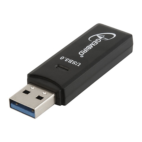 Ein schwarzer USB 3.0-Adapter von Gembird. Der USB-Anschluss ist silberfarben, der Rest des GerÃ¤ts schwarz.