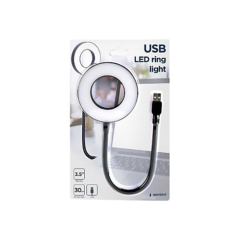 Gembird USB-LED-Ringlicht in Originalverpackung mit flexiblem Hals.