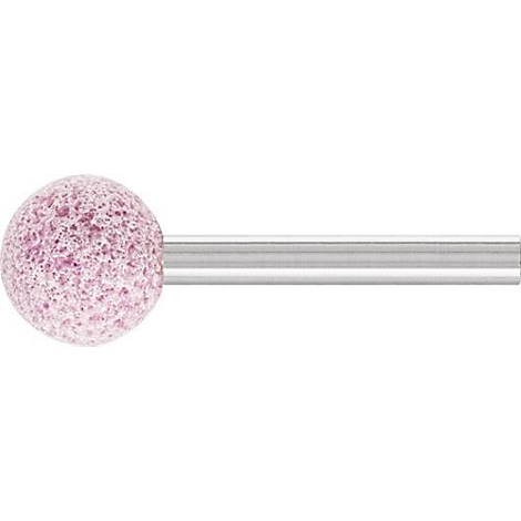 Ronde, roze slijpkop op een zilveren staaf.