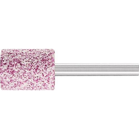 Cilindrische slijpkop met roze/witte gemarmerde kop op een zilveren steel.