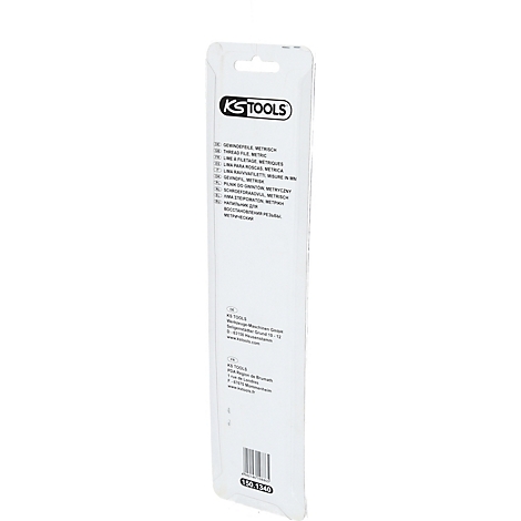 Produktverpackung von KS TOOLS. Auf weißem Grund Text in verschiedenen Sprachen. Oben links das Logo der Marke.