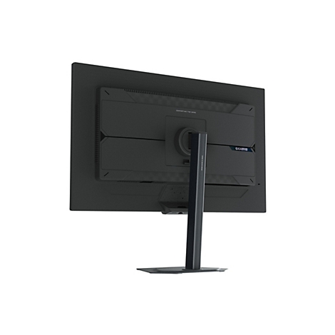 Der Gaming Monitor ist von hinten aufgenommen. Auf dem schwarzen Bildschirm steht "Dominating the Game".
