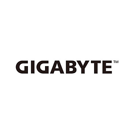 Schwarzes Gigabyte Logo auf weißem Hintergrund.