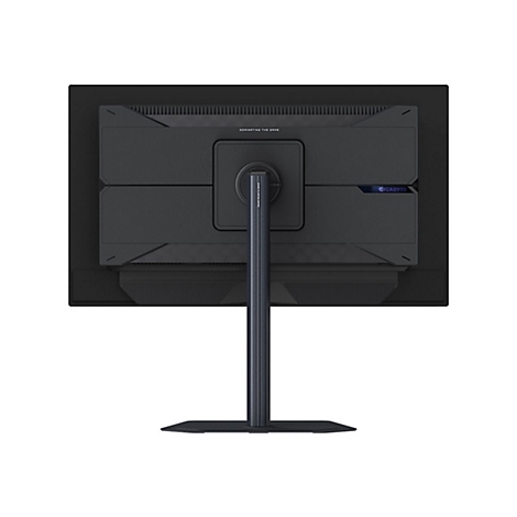 Schwarzer Gaming Monitor, Rückseite. Schriftzug: GIGABYTE.
