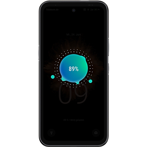 Smartphone zeigt Sperrbildschirm mit 89 Prozent Ladezustand und animierter Ladeanzeige.