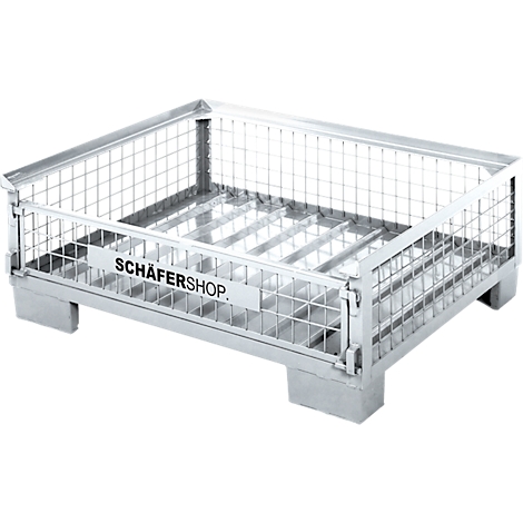 Metall-Gitterbox mit Boden und dem Schriftzug SCHÄFERSHOP.
