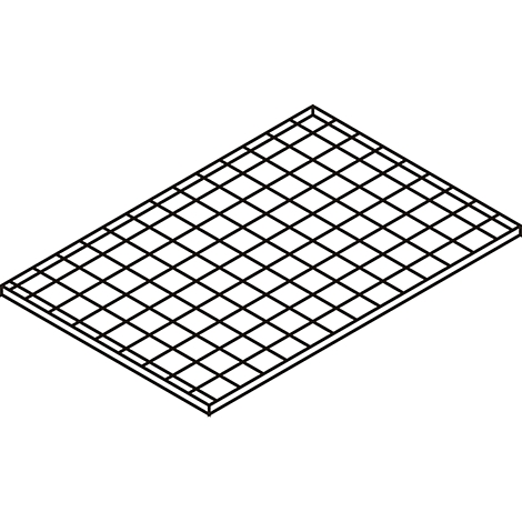 Draufsicht auf ein rechteckiges Gitter aus schwarzen Linien.