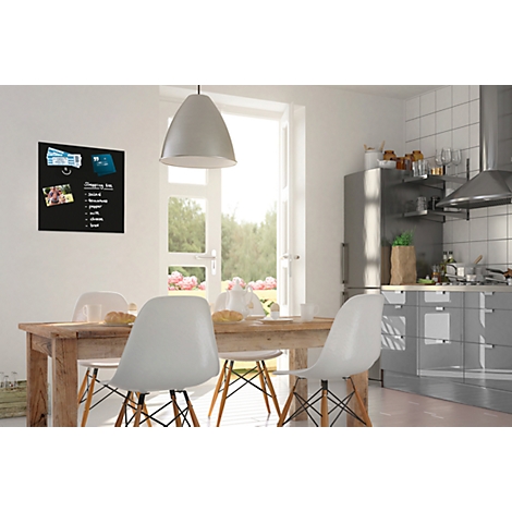 Glasmagnettafel Be!Board, magnethaftend, m. Magneten, B 450 x H 450 mm, schwarz