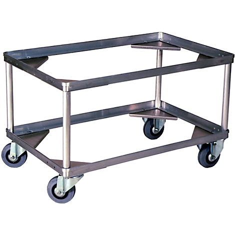 Ein rollbarer Metallrahmen mit Rädern.