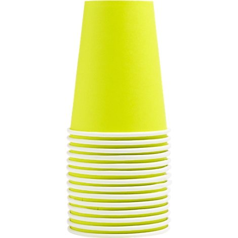 Pile de gobelets en papier vert clair avec des bords blancs.