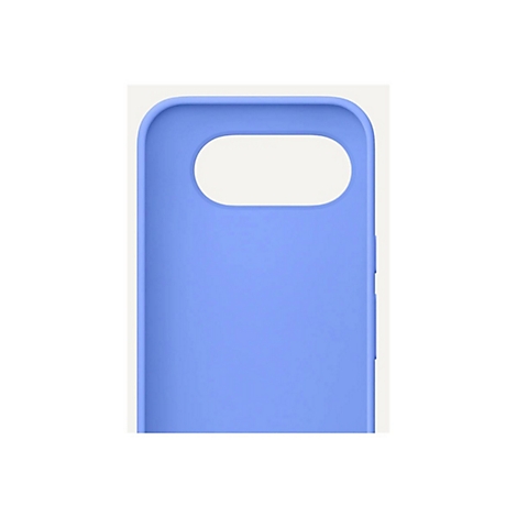 Hellblaues Handycase mit ovaler Kameraöffnung und Seitentasten. 