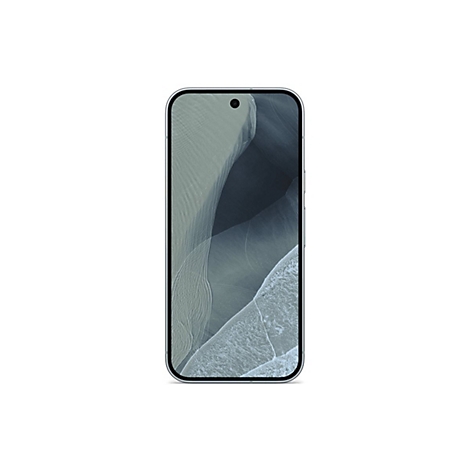 Modernes Smartphone mit dünnem Rahmen und abstraktem Hintergrundbild in Grautönen vor weißem Hintergrund.