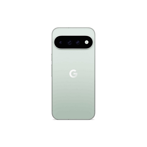 Mintgrünes Google Pixel Smartphone von hinten mit markanter, horizontaler Kameraleiste und mittigem Google-Logo.