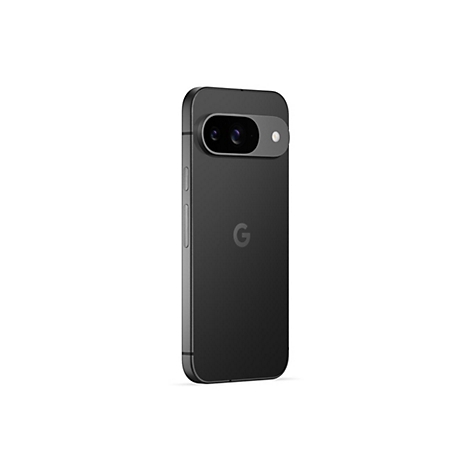 Ein schwarzes Smartphone mit zwei Kameras und einem Blitz, das Google-Logo ist deutlich sichtbar.