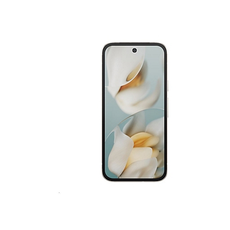 Smartphone mit Bildschirm, der ein Blumenmuster zeigt.