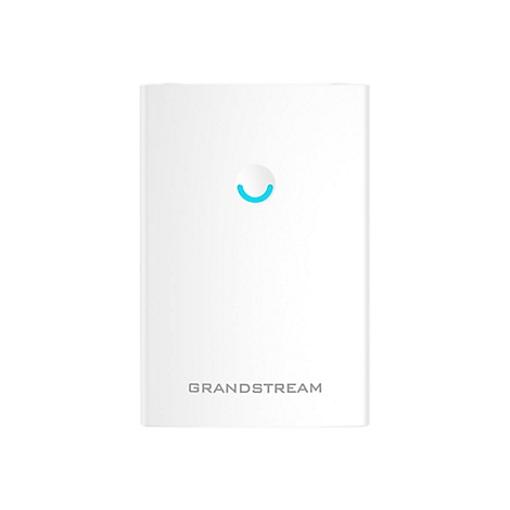 WeiÃŸes Grandstream-GerÃ¤t mit blauem Licht. Text: GRANDSTREAM.