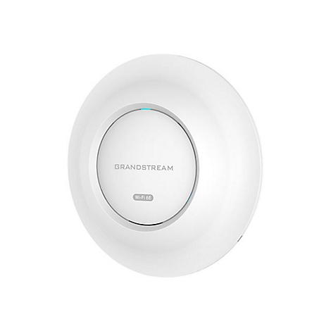 WeiÃŸer WLAN-Access-Point mit GRANDSTREAM-Logo und Wi-Fi-Symbol, kreisfÃ¶rmig.