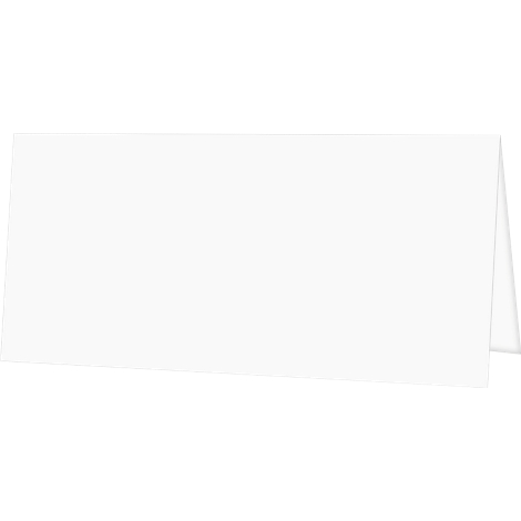 A white, folded piece of paper, resembling a menu card.