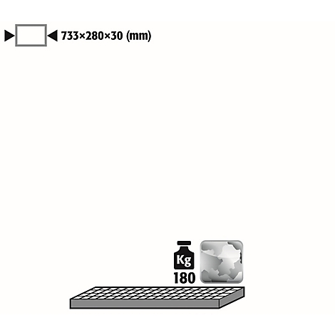 Graphic with dimensions and weight information, as well as a grid field.