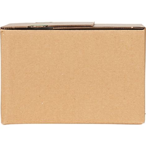 Brown cardboard box, partially open.